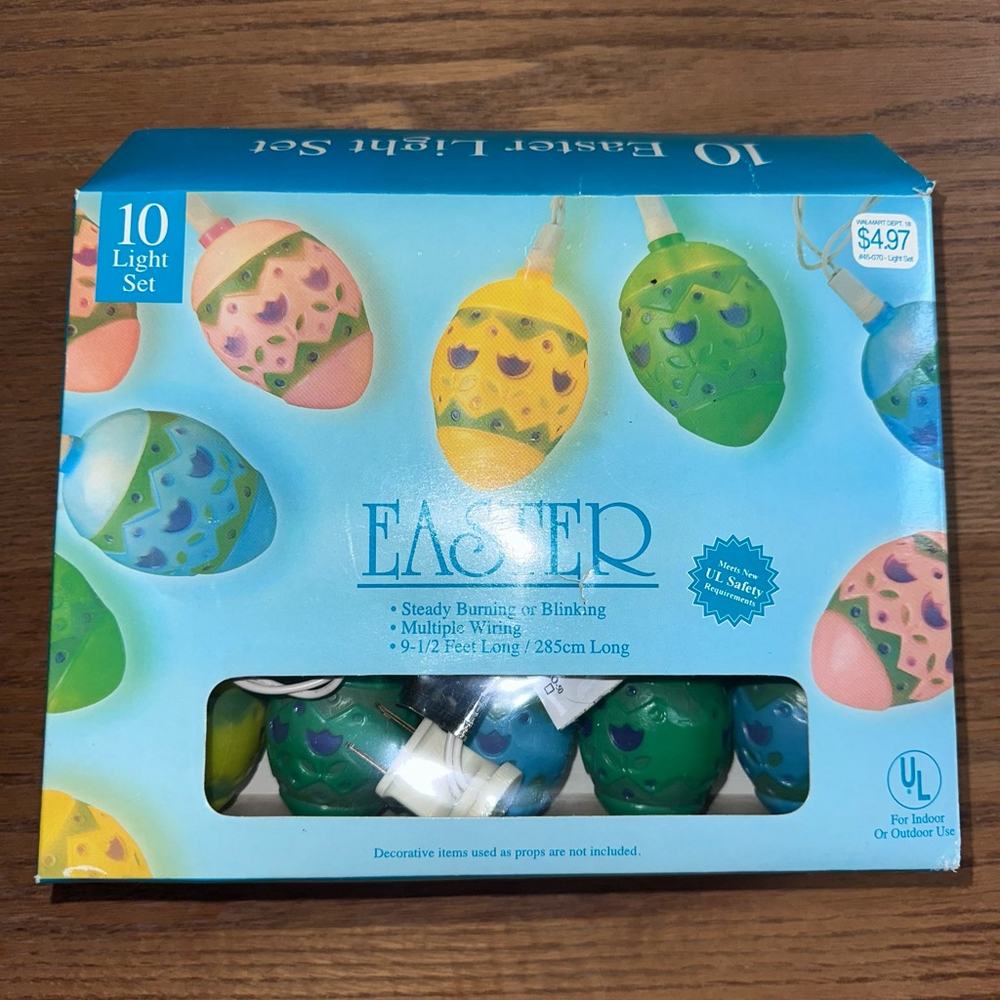 Vintage Walmart Easter Egg 10 Light Set Indoor Or Outdoor Use